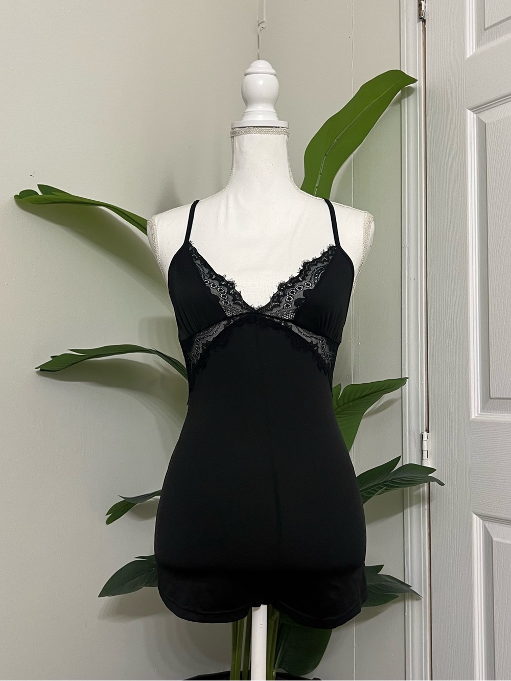 Black Lace-Trim Chemise Slip - Women's Intimates